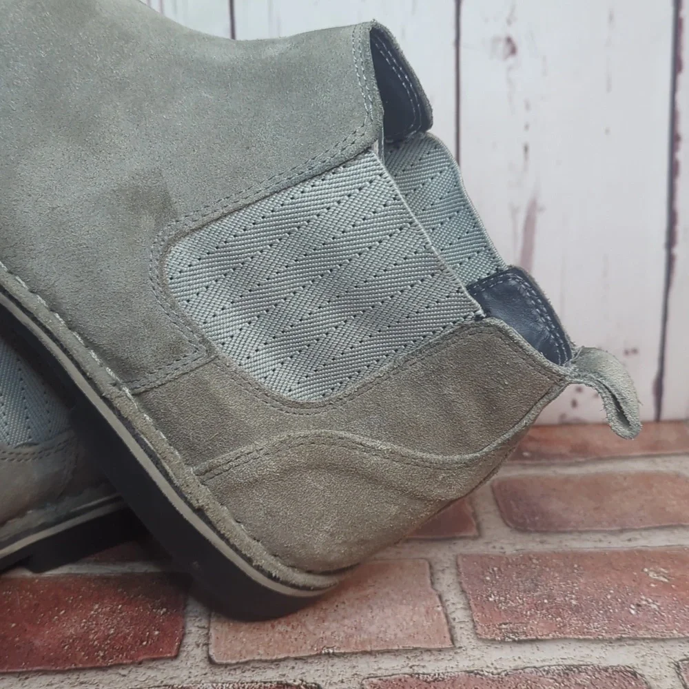 Steve‎ Madden Mens Grey Sand Suede Intuit Leather Chelsea Boot Size 12